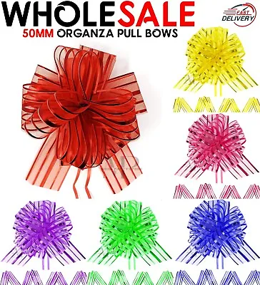 20 Pull Bows 50mm Gift Wrap Decor Florist WATERPROOF Car Wedding Birthday Party • £199.99