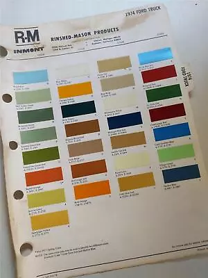 1974 FORD TRUCKS Vtg. RM RINSHED-MASON Automotive Paint Chip Color Chart • $14.99