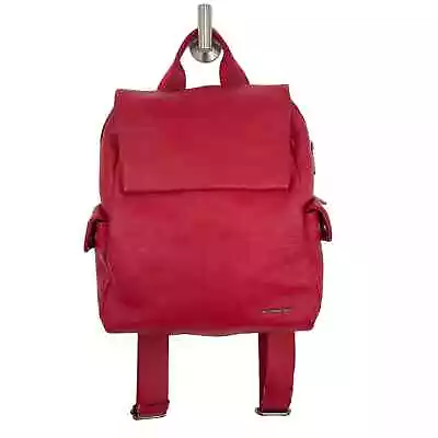 Mandarina Duck Genuine Leather Backpack Messenger 13  Red Pockets Made In Italy • £91.45
