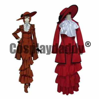 Black Butler Kuroshitsuji Angelina Dalles Madam Red Dress Cosplay Costume & • $59.99