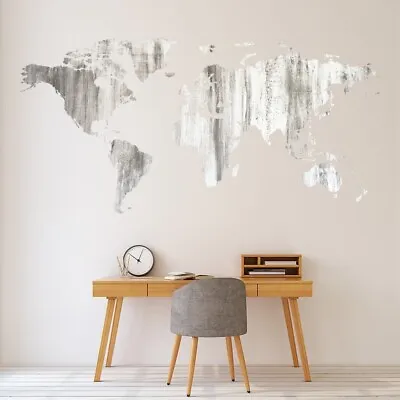 Light Wood Effect World Map Wall Sticker WS-51374 • £12.98