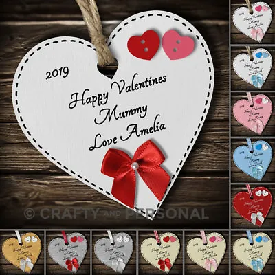 Personalised Happy Valentines Mummy Mum Grandma Gift Heart Plaque Keepsake • £4.95