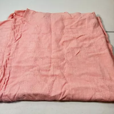 Vintage Linen Tablecloth Rectangle Pink Flowers Damask 92x50 Mcm Retro Boho • $60