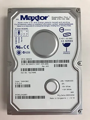 Dell 2k219 3.5  80gb Ide Hard Drive Maxtor 6y080l0422651 Diamondmax Plus 9 • $30