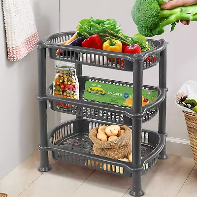 £9.99 • Buy 3 Tier Kitchen Fruit Trolley Caddy Food Veg Storage Rack Bathroom Basket Stand