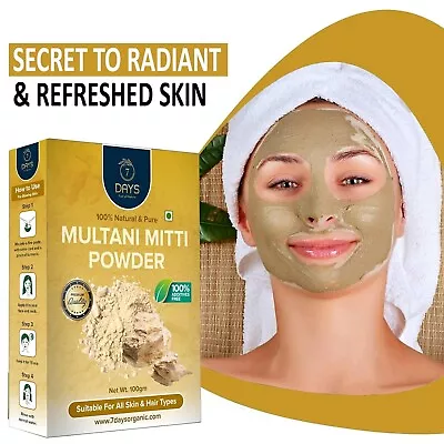 7 DAYS Natural Multani Mitti Powder For Face Pack For Soft Skin - 100g. • $15.29