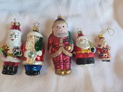 Vintage Mercury Glass Christmas Ornaments Lot Of 5 ALL Santa Figures St Nick • $4.99