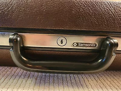 Samsonite Signat Vintage Hardshell Briefcase Brown Color Leather Straps No Key • $18