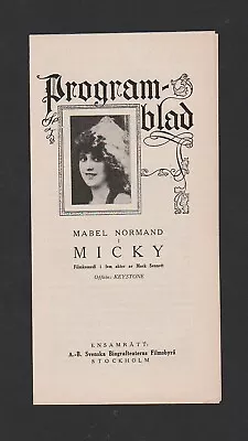 Vintage MABEL NORMAND GEOREG NICHOLS LOUIS CODY   Swedish Film Program  1922 • $3.72
