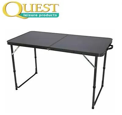 Quest Superlite Black Stow Folding Table Camping Caravan Motorhome Outdoors • £49.95