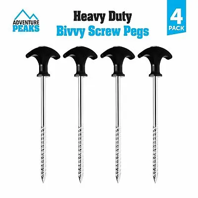 £7.45 • Buy 4 X Heavy Duty Tent Pegs Bivvy Screw Ground Camping Ground Sheet Stakes Fishing 