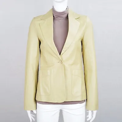 VERO MODA BERTA Fitted Blazer Leather Jacket Patch Pocket Cream Ivory Beige M S • $93.38