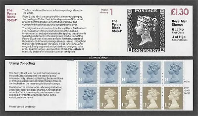 GB Booklet 1981 FL1A £1.30 Postal History No 1 Penny Black Left Margin X894L MNH • £1.35