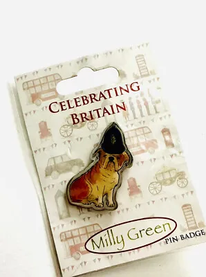 New Molly Green “Celebrating Britain” Bulldog Wearing Hat Pin Badge Dog NIP • $0.99