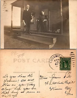 USA Tucumcari New Mexico To Kansas City Missouri Man Woman RPPC Antique Postcard • $49.89