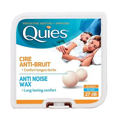 Quies Pure Natural Wax Ear Plugs Protection 8 Pairs Noise Reduction • £5.99