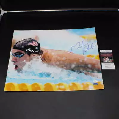 Michael Phelps Signed 16x20 Photo Olympic Swimming Autograph JSA COA ZJ9694 • $97.19