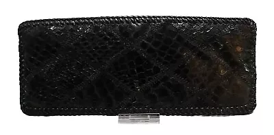 Handmade COBRA WALLET Genuine BLACK SNAKE Leather W/ Edge LACING Bifold Billfold • $59.99