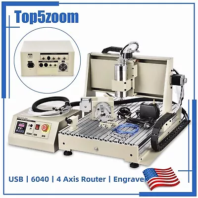 USB 4 Axis 6040 CNC Router Engraver Engraving Driil 3D Milling Machine VFD 1500W • $1139.05