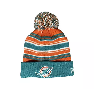 Miami Dolphins Beanie New Era Cap Hat Football NFL Blue White Pom • $11.16