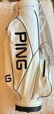 Vintage PING Golf Cart Bag White & Black Vinyl Leather *RARE ITEM ALERT* • $144.95