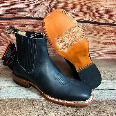 MEN BOTIN Western COWBOY LEATHER RODEO Chelsea ANKLE SQUARE TOE BOOT BLACK BROWN • $109.99