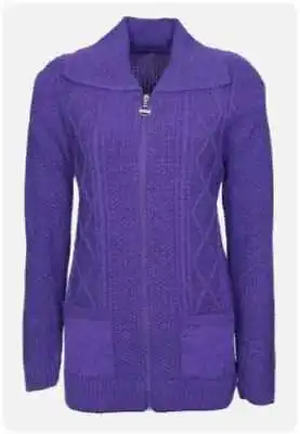 £14.99 • Buy Zip Cardigan Winter Women Zipped Cable Knit Long Sleeve Pocket Ladies Size 10-24