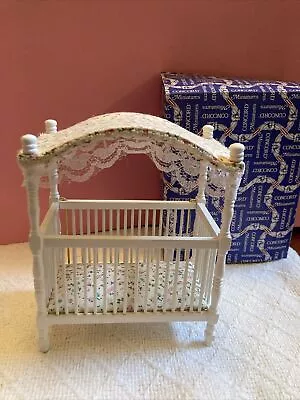 Concord Miniatures Baby Canopy Crib White 1:12 • $21.99