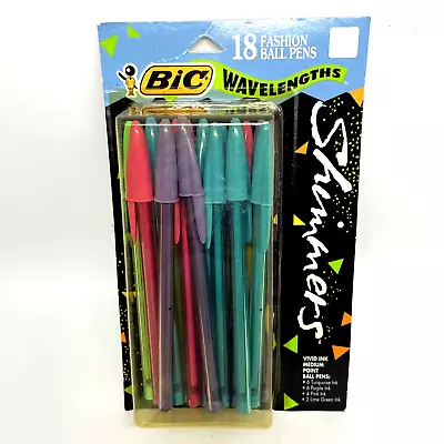 VTG Bic Wavelengths Shimmers 18 Fashion Ball Pens 1991 Colorful Ink 90s Sealed • $37.97