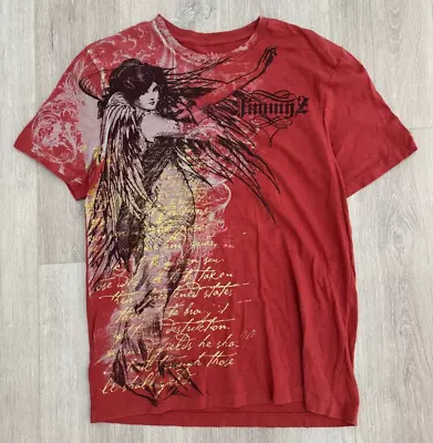 Vintage Y2K Jimmy Z Gothic Angel Tee Sz M Cyber Grunge Punk Affliction Like • $29.95