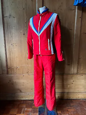 LUTHA Retro Vintage 1970s Ski Suit Neon Apres Ski Size 8-10 Jacket Salopettes • $192.91