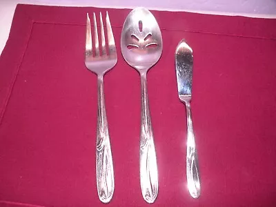 Mikasa COCOA BLOSSOM Serving Set Of 3 Spoon Fork Butter Knife Stainless GB3 • $21.89