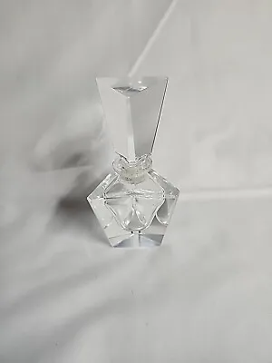 Vintage Perfume Bottle Crystal Clear Cut Glass Mid Century Modern Vanity Topper • $30.88