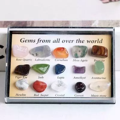 £3.59 • Buy Set Of 15 Healing Crystal Natural Gemstone Reiki Chakra Stone Kits M8A7