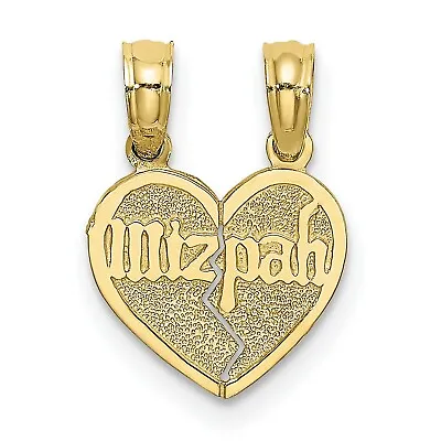 10k Yellow Gold Break Apart Mizpah Coin Emotional Bond Words Heart Pendant • $83.99