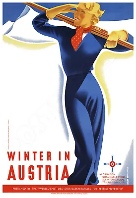 Winter In Austria Art Deco 1930s Ski Poster • $19.95