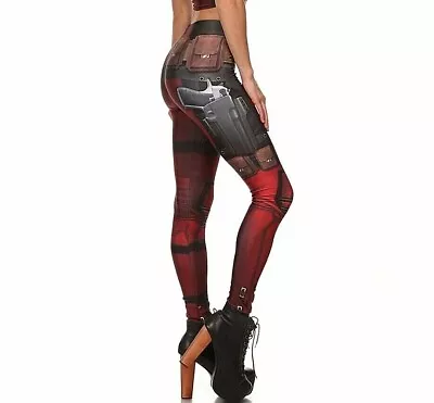£15.20 • Buy 1 Super Hero Deadpool Women Leggings High Waist Activewear Stretch Fit Yoga Gym
