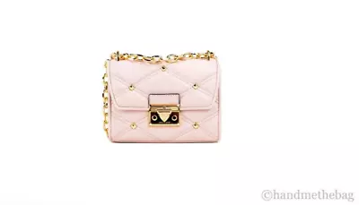 Michael Kors Serena Small Smooth Pink Vegan Leather Studded Flap Crossbody Bag • $105