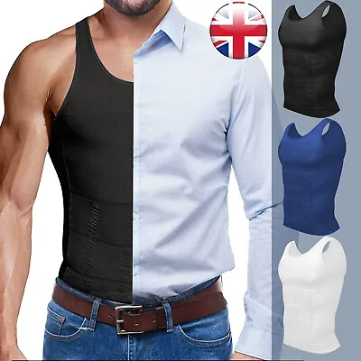 Men Gynecomastia Compression Vest Shirt Shaper Slimming Tummy Control Tank Top • £13.79