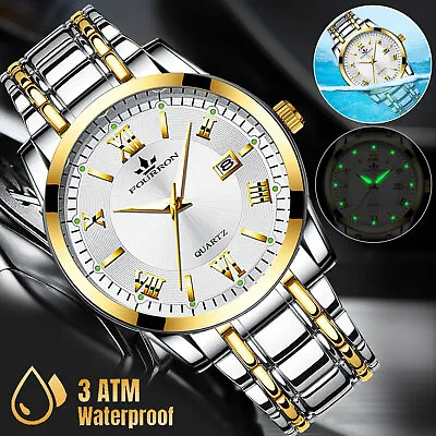 Waterproof Men Quartz Luminous Watch Classic Business Stainless Steel Wristwatch • $12.48
