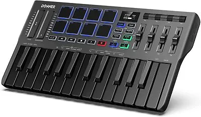 🎹 Donner MIDI Keyboard OLED 25 Key 8 Drum Pads Touch Bar USB-C DJ Controller • $79.95