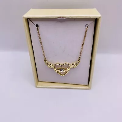 Mom Heart Wings Pendant Gold Tone Necklace New • $9.99