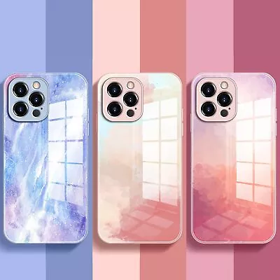 For IPhone 15 14 13 12 11 Pro Max XS XR Marble Glitter Tempered Glass Case Cover • $8.50