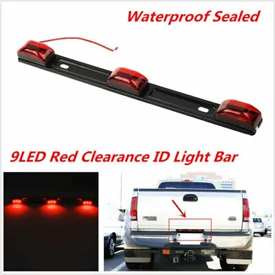 Red 9LED Clearance ID Light Bar Tail Lamp Stainless Steel For Car Truck Trailer • $14.85