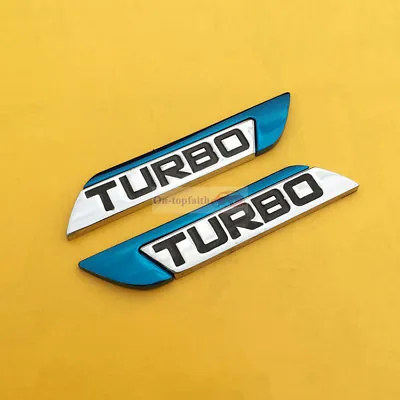 $10.88 • Buy 2pcs Blue Turbo Metal Chrome Emblem Badge Side Rear Sticker For VW Golf CC