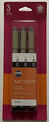 Sakura Pigma Micron 3 Pack Black Pens • $7.99