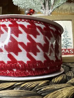 1.5in X 25ft Celebrate It Christmas Houndstooth Red And White Ribbon • $3