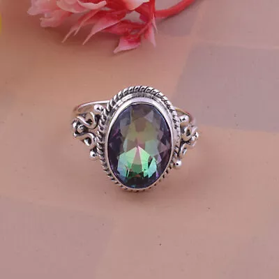 Handmade 925 Silver Statement Ring Mystic Topaz Stone Woman Ring All Size MK489 • $12.41