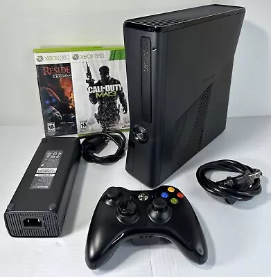 XBox 360 S Console Model 1439 Black Bundle & Games Tested • $89.99