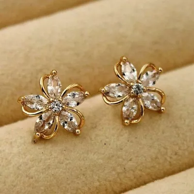 14K Yellow Gold Plated 2CT Marquise Cut Lab Created Diamond Stud Earrings Gift • $77.99